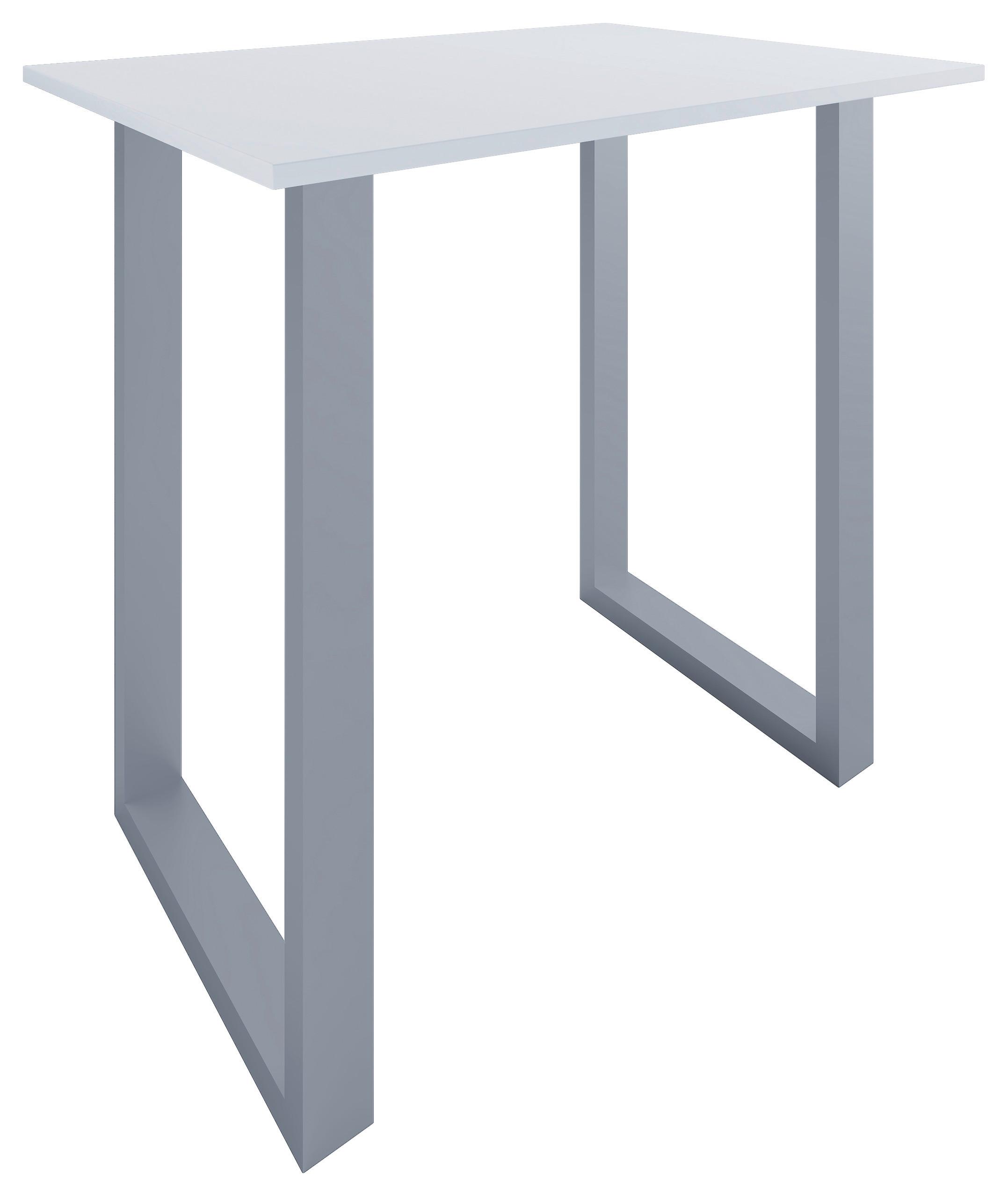 Bartisch Xona B 110x80x102 Silberfarben, Weiß - Silberfarben/Weiß, KONVENTIONELL, Holzwerkstoff/Metall (110/102/80cm)