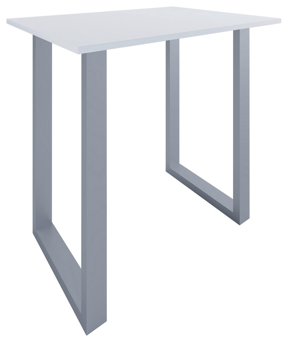 Bartisch Xona B 110x80x102 Silberfarben, Weiß - Silberfarben/Weiß, KONVENTIONELL, Holzwerkstoff/Metall (110/102/80cm)