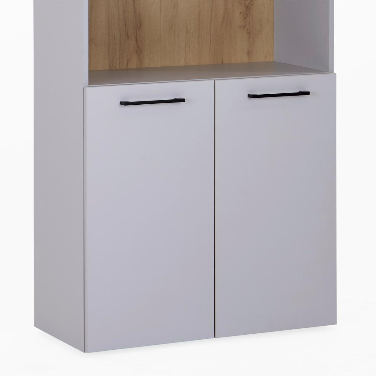 Aktenregal Kontor 3 Eiche Dekor Grau B: 80 cm - Eichefarben/Grau, MODERN, Holzwerkstoff (80/220/38cm)