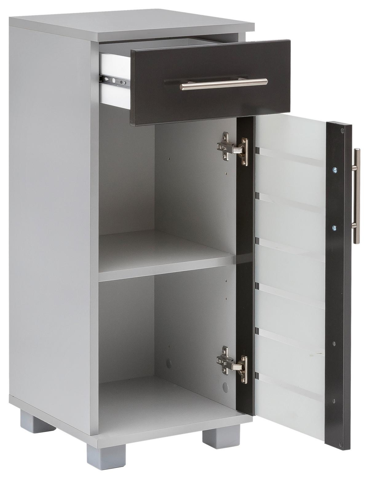 Unterschrank Niko Anthr./Silberfarben B: 30,3cm - Anthrazit/Silberfarben, MODERN, Glas/Holzwerkstoff (30,3/75,3/32,6cm) - MID.YOU