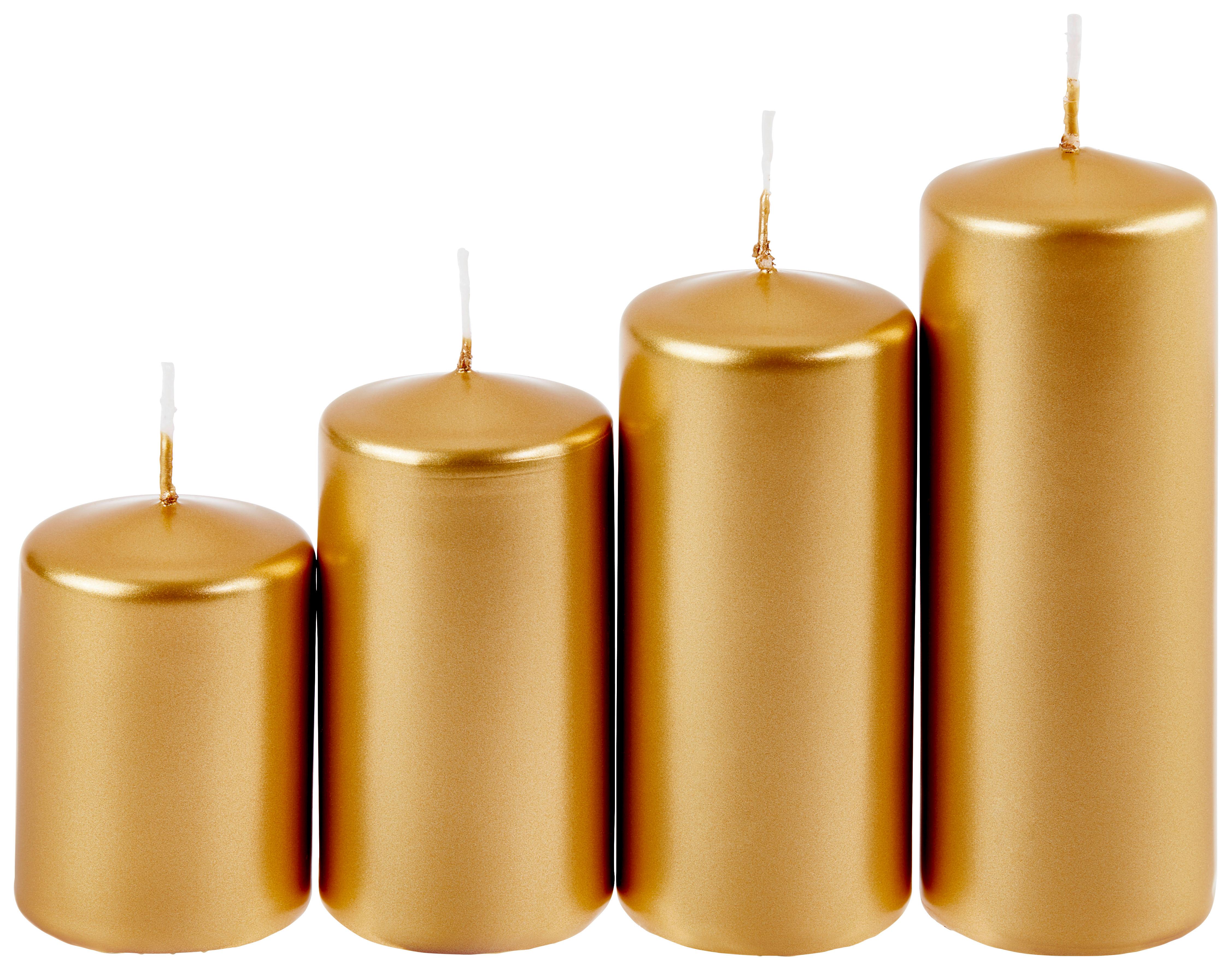 Stumpenkerze Enya - Goldfarben, Basics, Naturmaterialien (4,8/7,9,11,13cm)