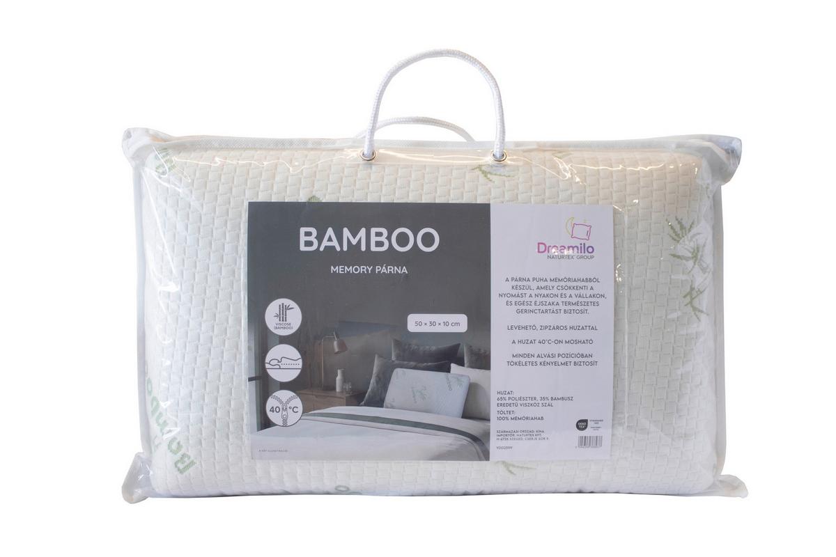 Memory Bambusz Párna Dreamilo Kb. 50/30cm - fehér, műanyag/textil (50/30/10cm) - Naturtex
