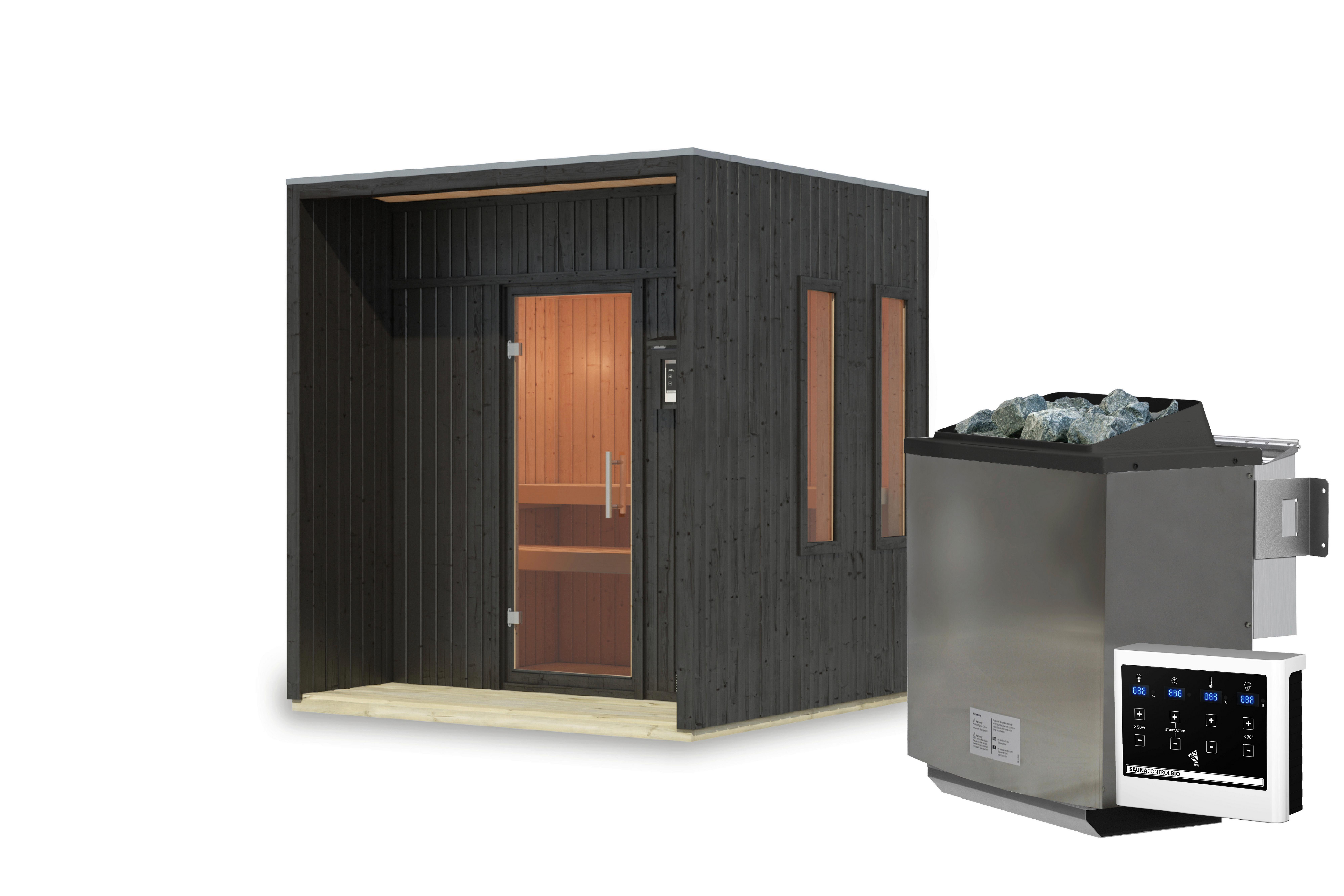 Saunahaus Areluna 1 219/244/216 Cm - Schwarz, Basics, Holz (219/244/216cm)