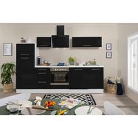 Küchenzeile mit Geräten 280 cm Schwarz Hochglanz/Weiß - Schwarz/Weiß, KONVENTIONELL, Holzwerkstoff (280cm) - Respekta