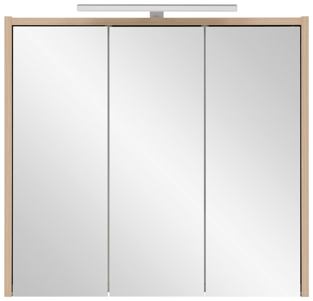 Spiegelschrank Juba Sps 650 mit Led Eiche Dekor - Eichefarben, MODERN, Glas/Holzwerkstoff (65/64/16cm) - MID.YOU