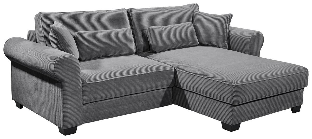 Rohová sedačka ANGELINA šedá - černá/antracitová, Basics, textil/plast (255/92/185cm) - MID.YOU