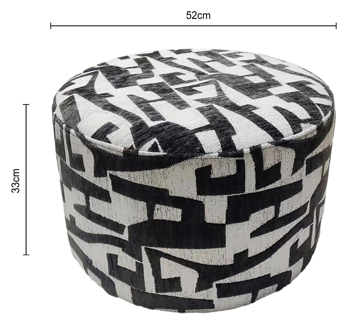 Taburet MILA, černo-bílá žinylka,do 120 kg - bílá/černá, Lifestyle, kompozitní dřevo/textil (52/33/52cm) - Mömax