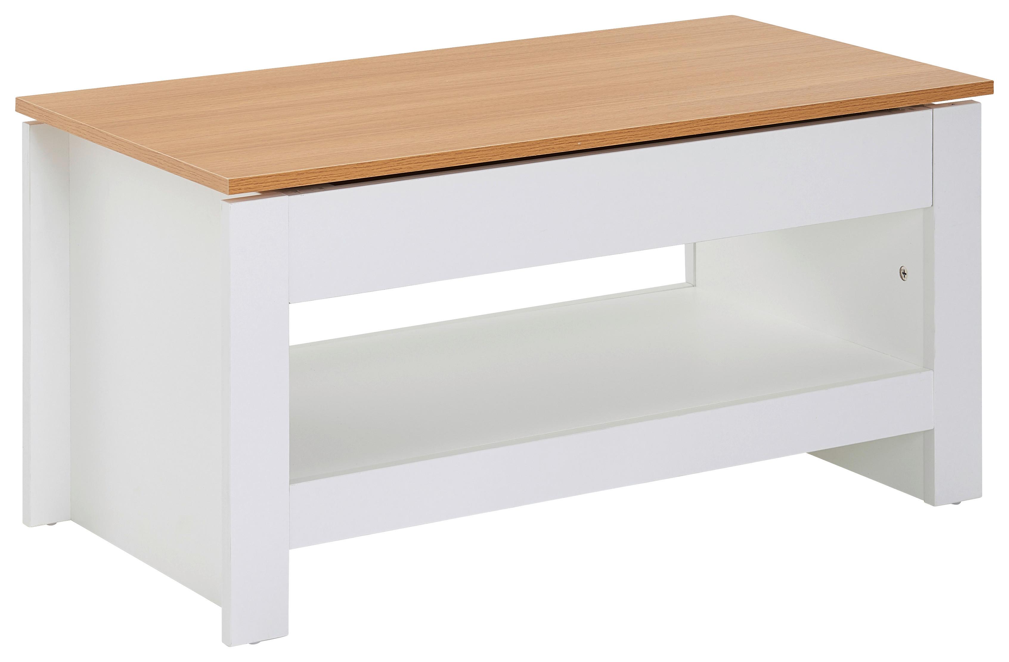 Konferenčný stolík biely, farby duba - biela/farba duba, Modern, kompozitné drevo (85/47/45cm) - MID.YOU
