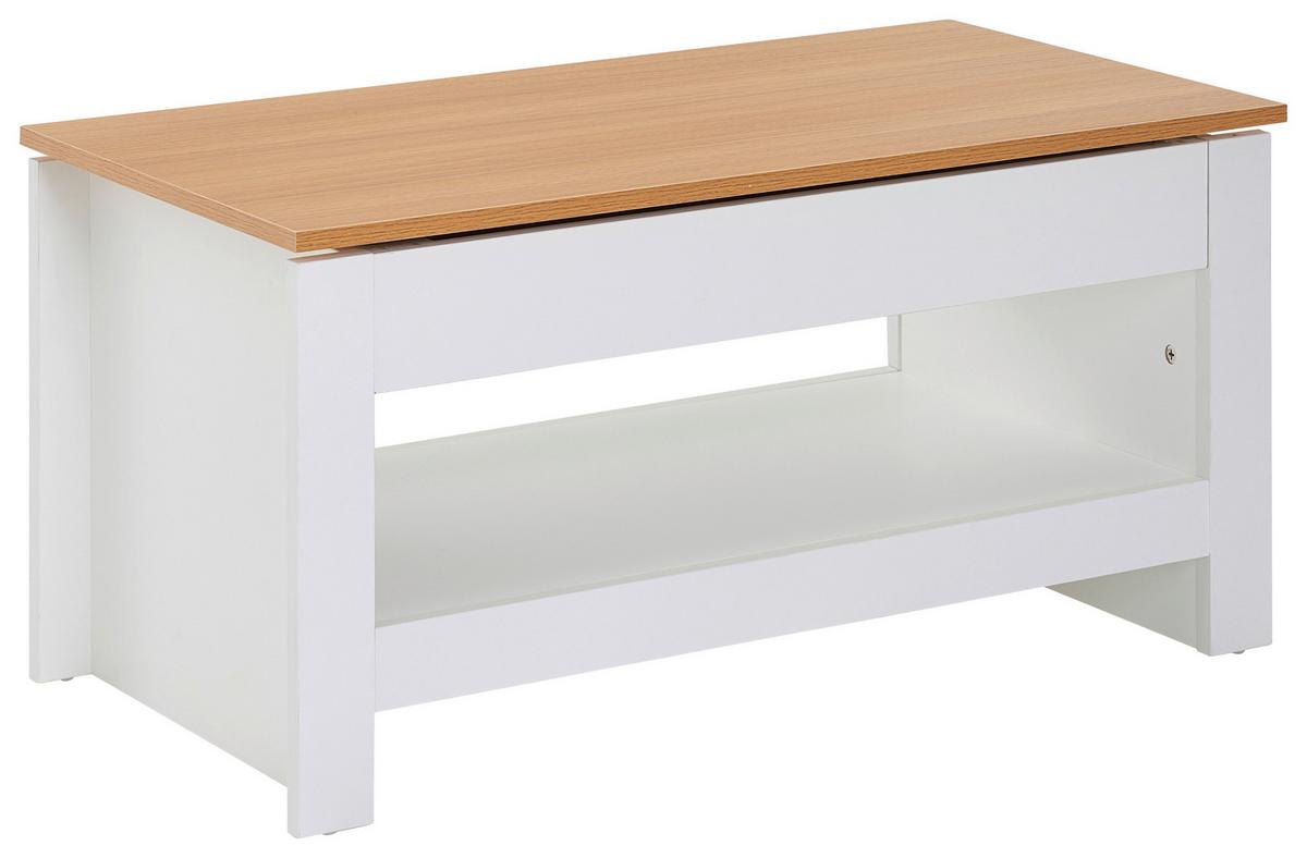 Konferenční stolek bílý - bílá/barvy dubu, Moderní, kompozitní dřevo (85/47/45cm) - MID.YOU