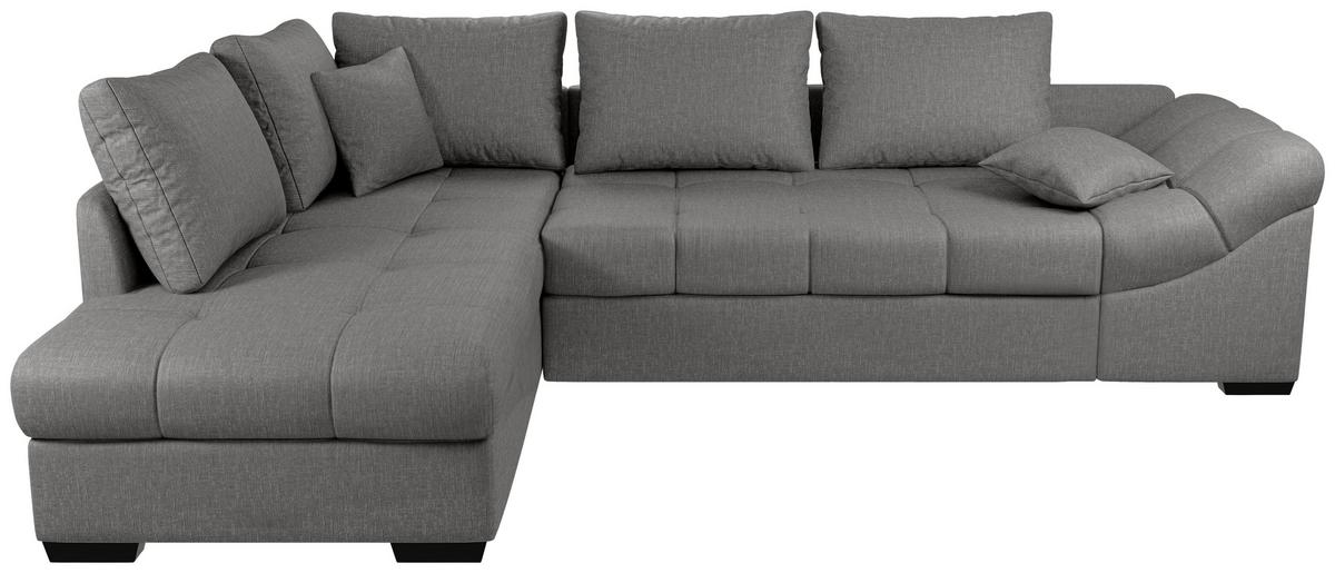 Eckschlafsofa Alvito Graubraun S: 202x298 Cm - Graubraun/Schwarz, MODERN, Textil (202/298cm) - MID.YOU
