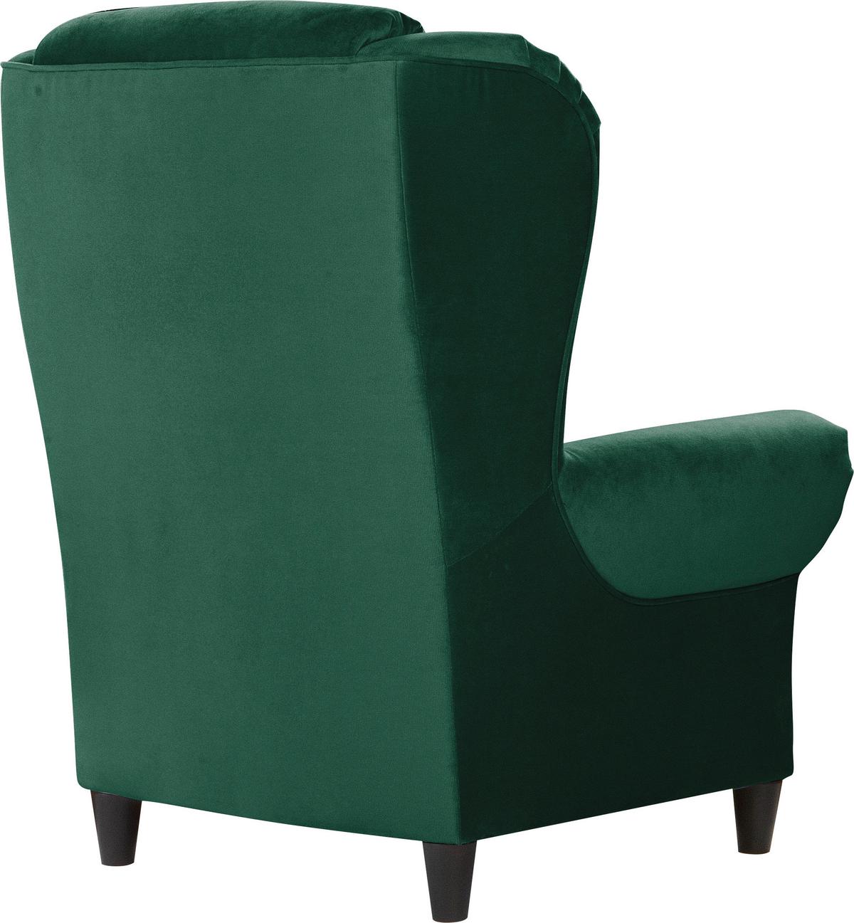 Ohrensessel Baron Grün B: 94 Cm - Schwarz/Grün, Design, Textil (94/112/92cm) - MID.YOU