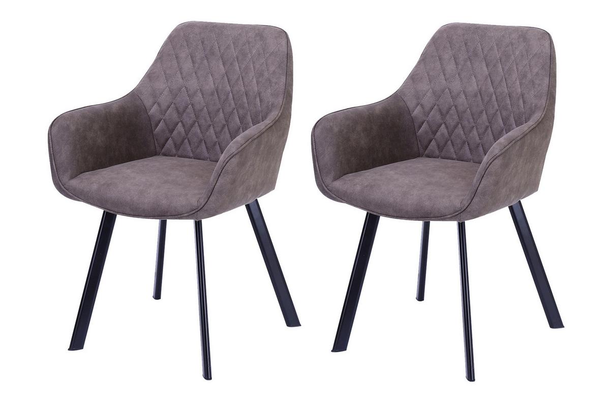 Armlehnstuhl-set Taupe B: 56,5 Cm - Taupe/Schwarz, MODERN, Textil/Metall (56,5/83/63cm) - Livetastic