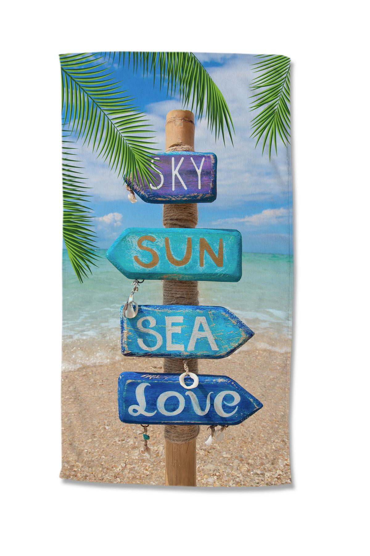 Strandtuch Happy Place Multicolor 100x180 cm - Multicolor, Trend, Textil (100/180cm)
