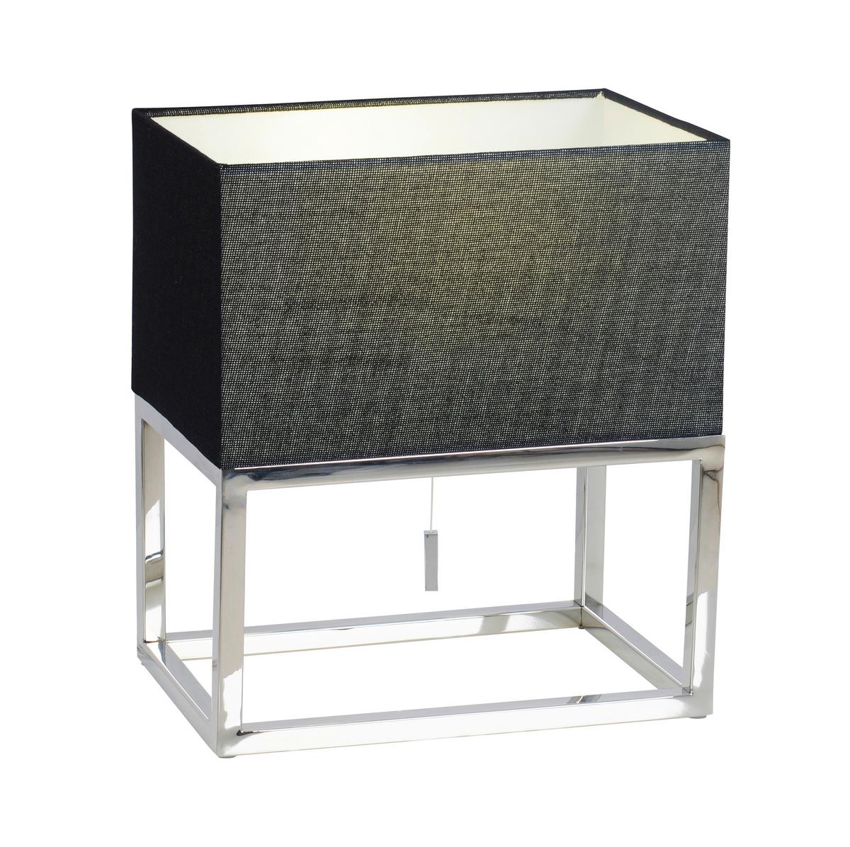 Tischlampe Schwarz Mit Zugschalter - Schwarz, Design, Kunststoff/Textil (30/19/34cm) - Näve