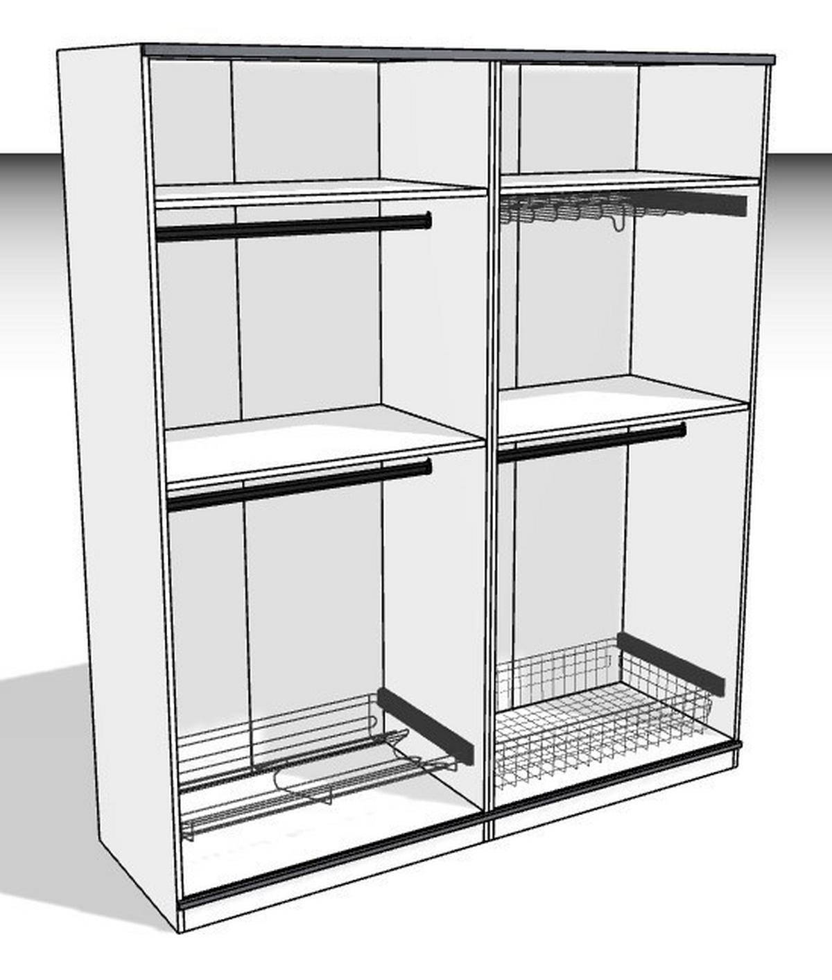 Schwebetürenschrank B: 182cm Ondega Weiß - Weiß, KONVENTIONELL, Holzwerkstoff (182/210/61cm) - Ondega