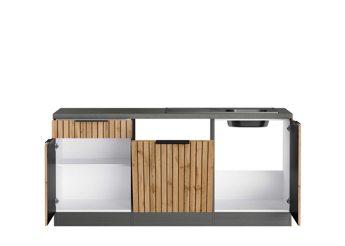 Eckküche Liverpool Graphit/ Eiche Dekor S: 300x240 Cm - Schieferfarben/Eiche Wotan, Basics, Holzwerkstoff (300/240cm) - Held