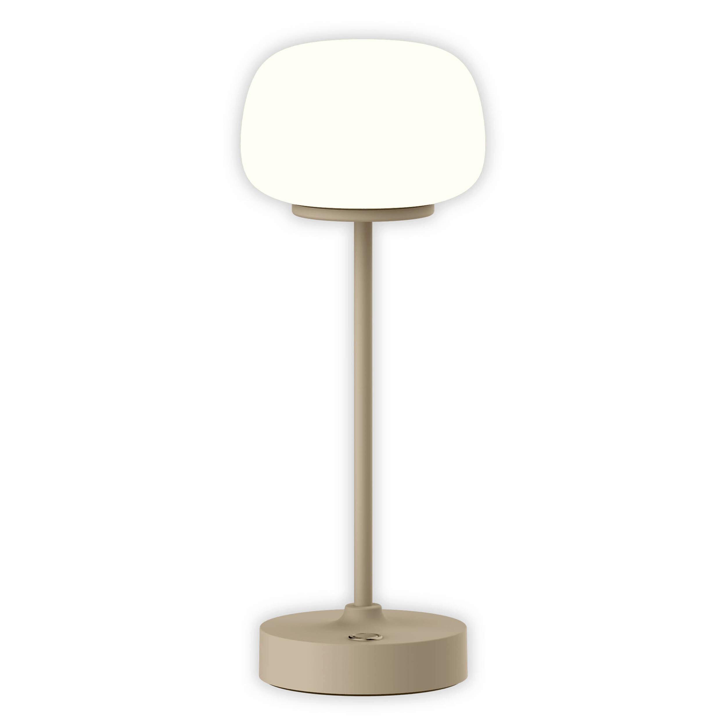 AKKU-TISCHLEUCHTE 3199211 - Beige/Weiß, Design, Glas/Metall (9,1/10,6/27,8cm) - Näve