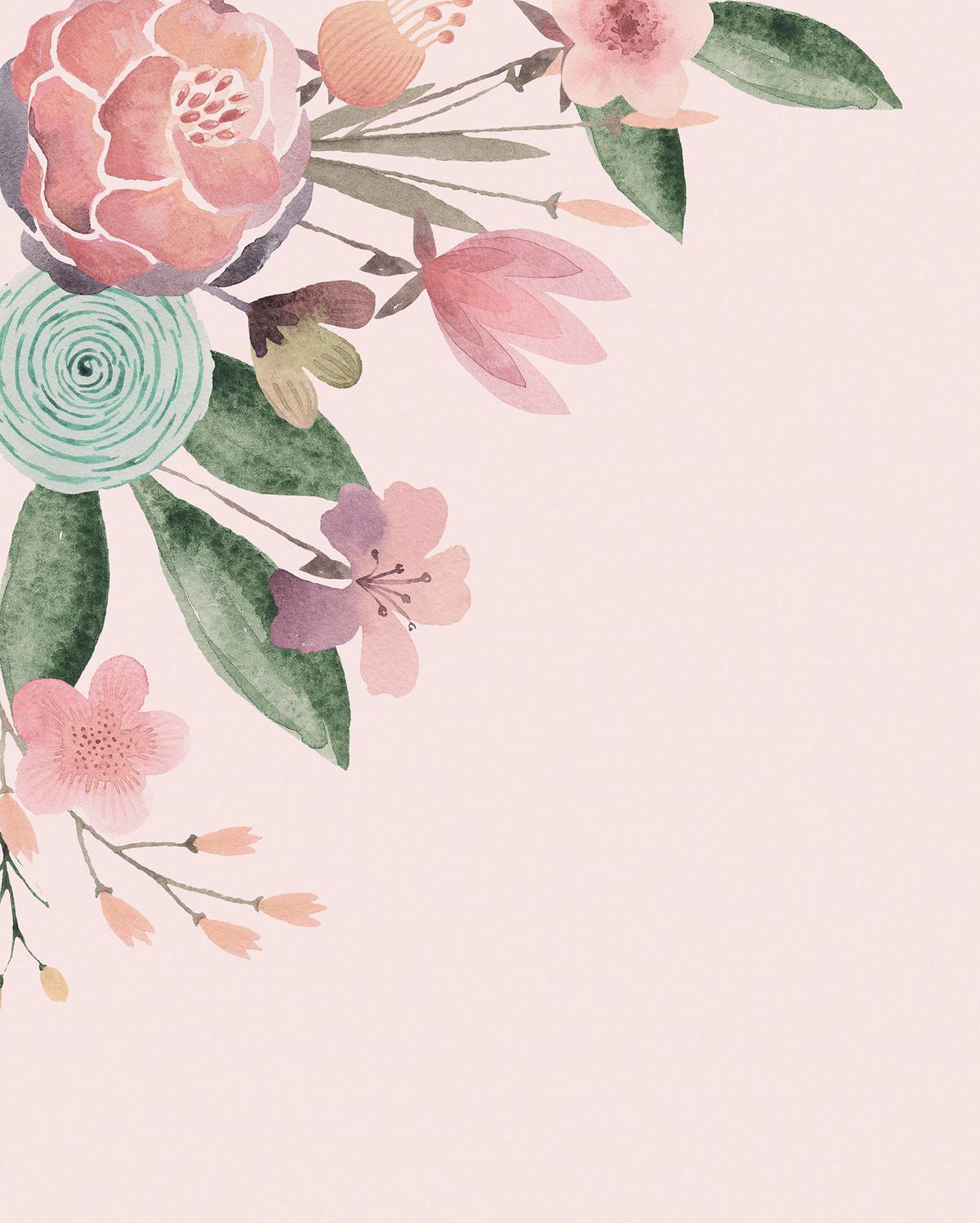 Vliestapete Fleur Bisou - Rosa/Weiß, Basics (200/250cm) - Komar