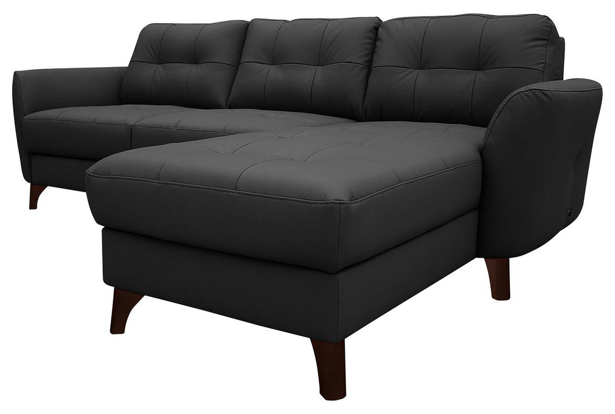 Ecksofa Nordic Schwarz S: 238x168 Cm - Buchefarben/Schwarz, Design, Leder/Textil (238/168cm) - Livetastic