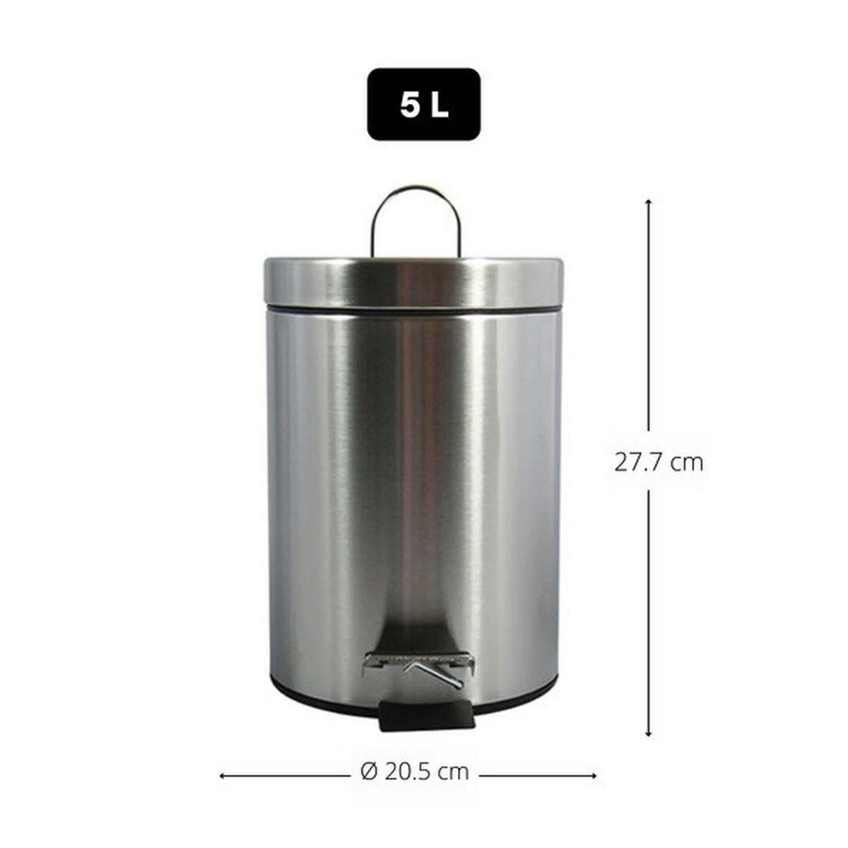 Kosmetikeimer Unis 5l Silber Metall DxH 20,5x27,7 cm - Silberfarben/Schwarz, Basics, Kunststoff/Metall (20,5/27,7cm)