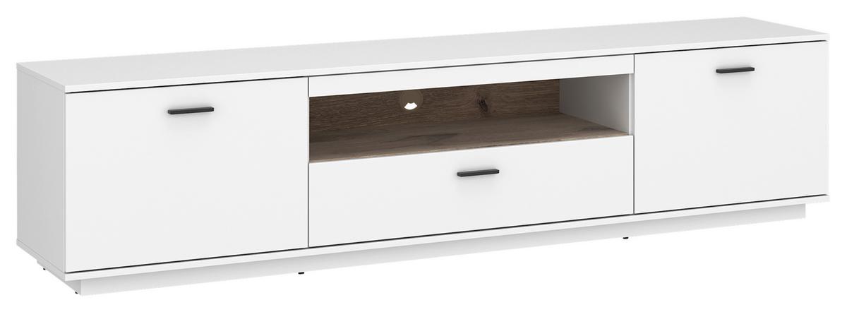 TV-Element Cotia New Weiß/Eichefarben B: 210 cm - Eichefarben/Schwarz, MODERN, Holzwerkstoff (210/51,9/50cm)