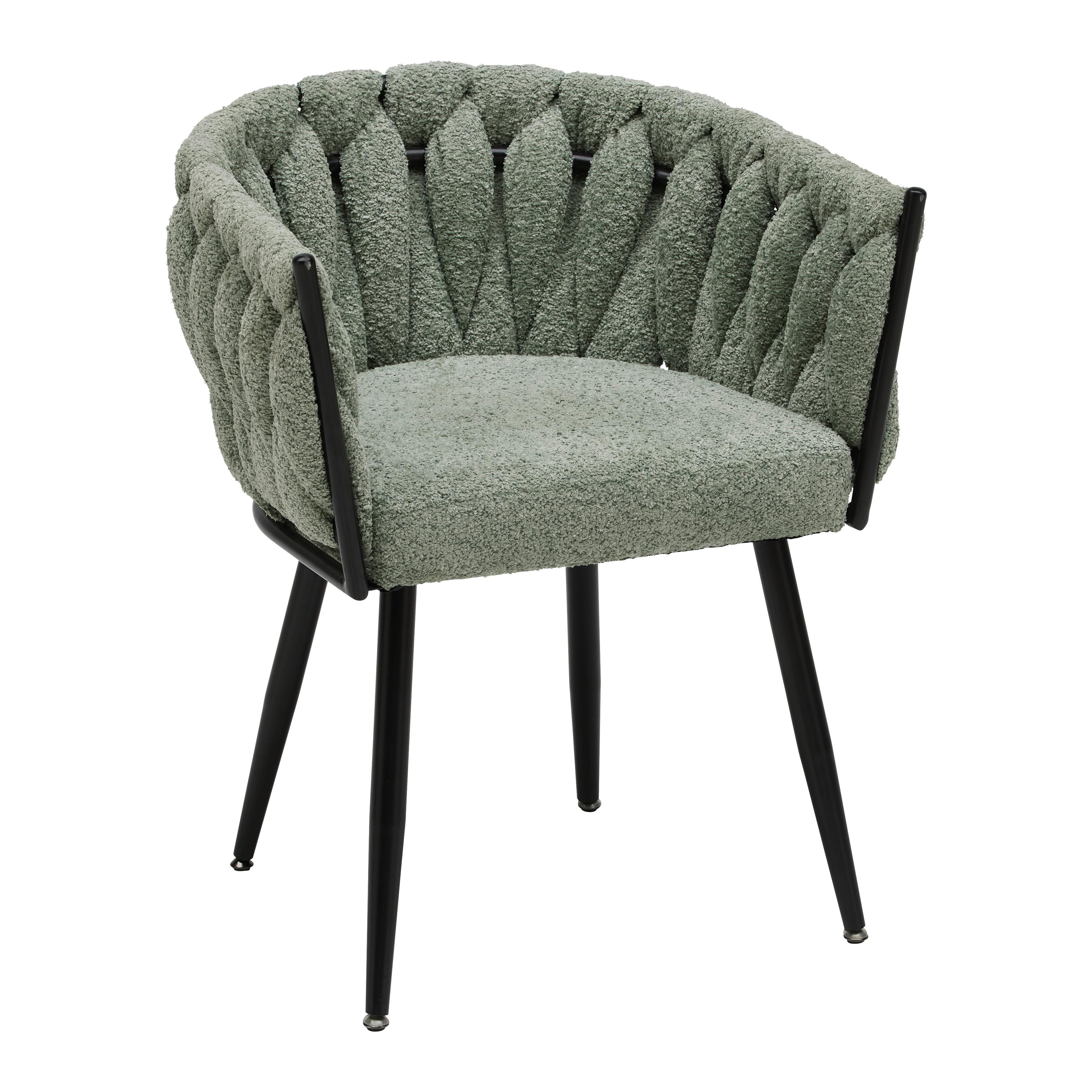 Stolička s podrúčkami zelená ženilka - čierna/svetlozelená, Modern, kov/drevo (64/78/55cm) - Premium Living