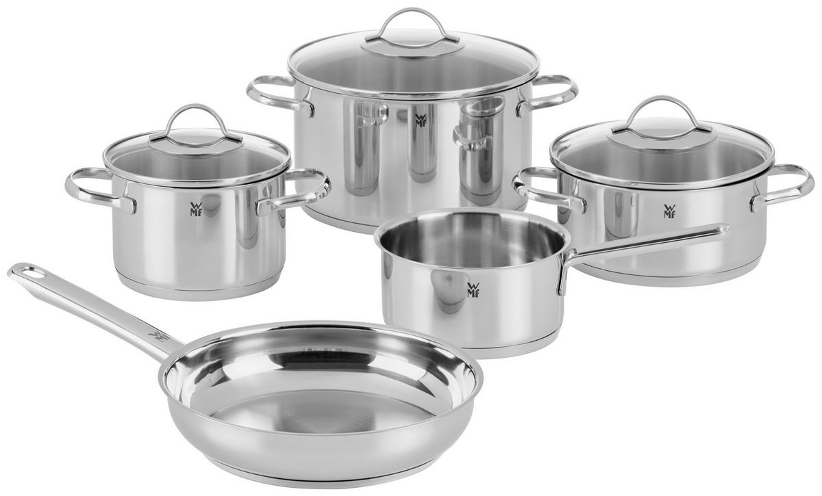 Kochtopfset Provence Plus CMMF 8-tlg. Edelstahl, inkl. Pfanne - Edelstahlfarben, Basics, Glas/Metall (16/24/16cm) - WMF