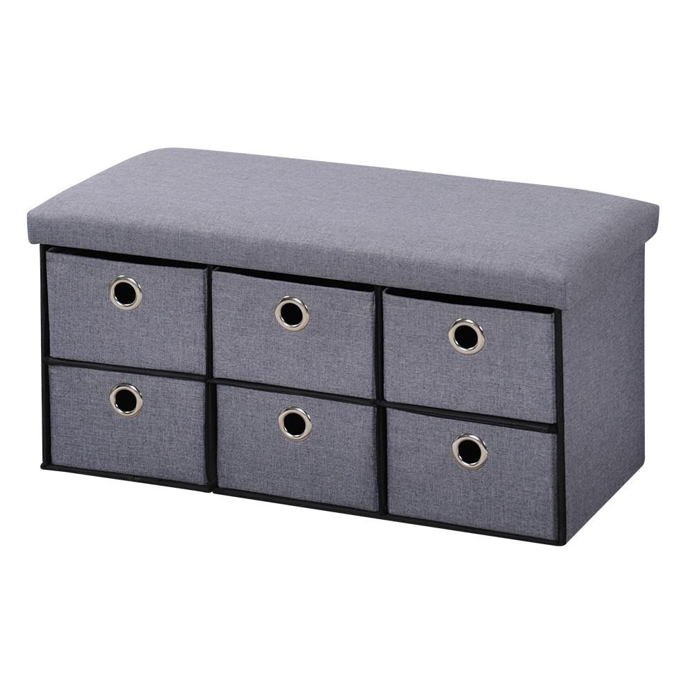Garderobenbank Grau Mit Aufbewahrungsboxen, B: 76 cm - Grau, Basics, Holzwerkstoff/Kunststoff (76/38/38cm) - Kesper