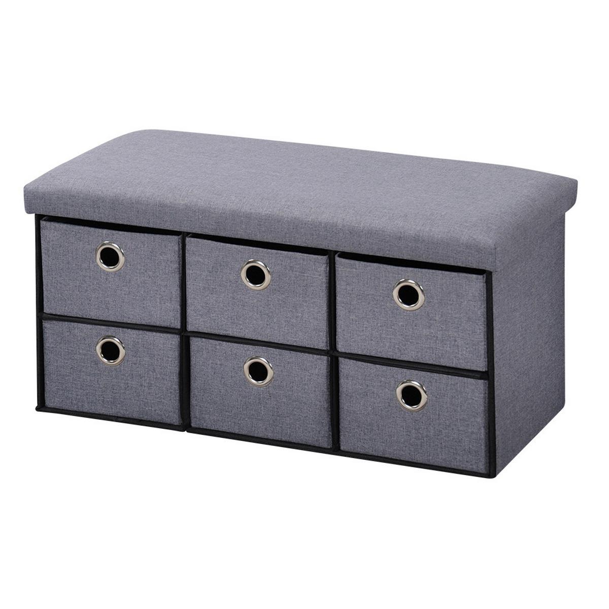 Garderobenbank Grau Mit Aufbewahrungsboxen, B: 76 Cm - Grau, Basics, Holzwerkstoff/Kunststoff (76/38/38cm) - Kesper