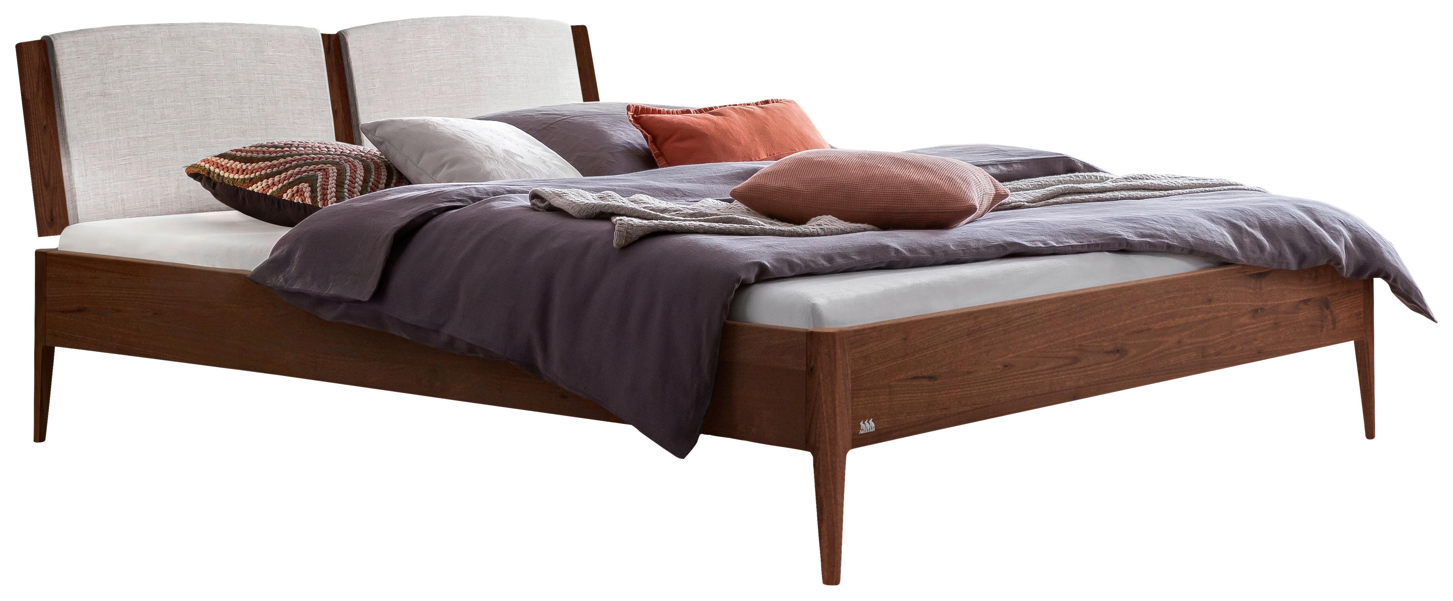 Bett Pistoia Nussbaumfarben 140x200 cm - Nussbaumfarben/Hellgrau, KONVENTIONELL, Holz/Textil (140/200cm) - Hasena