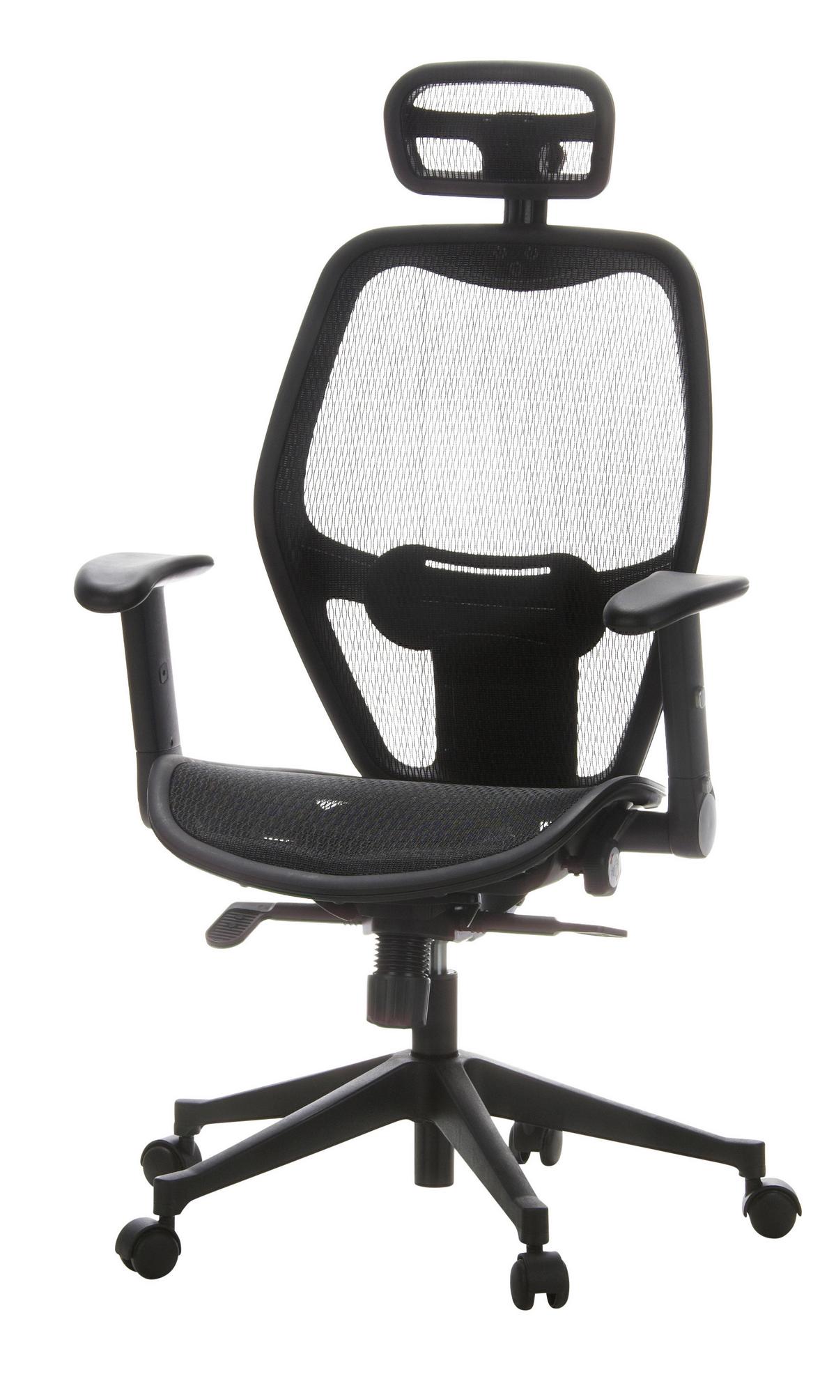 Drehstuhl Air-Port 360°drehbar Schwarz Bis 110 Kg - Schwarz, Basics, Kunststoff/Textil (59/117/48cm) - MID.YOU