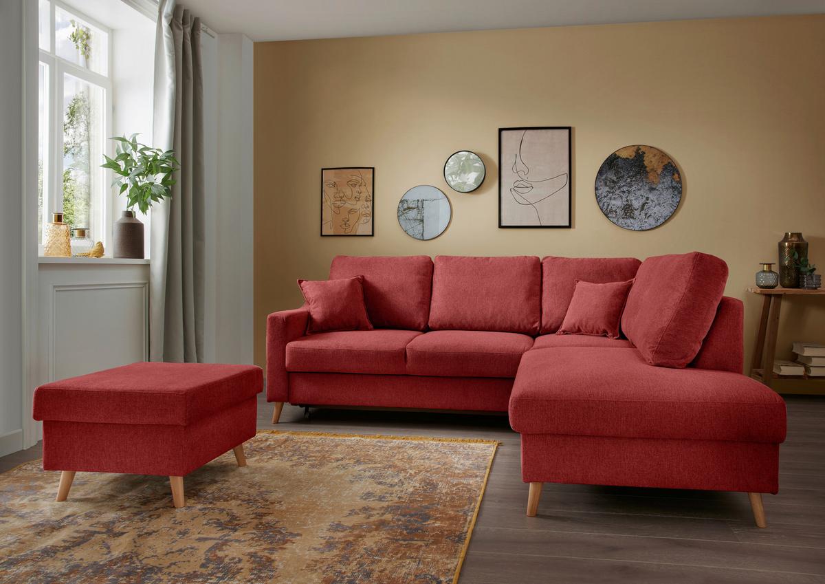 Ecksofa Valentina Rot S: 230x200 Cm - Rot/Naturfarben, MODERN, Textil (230/200cm) - Livetastic