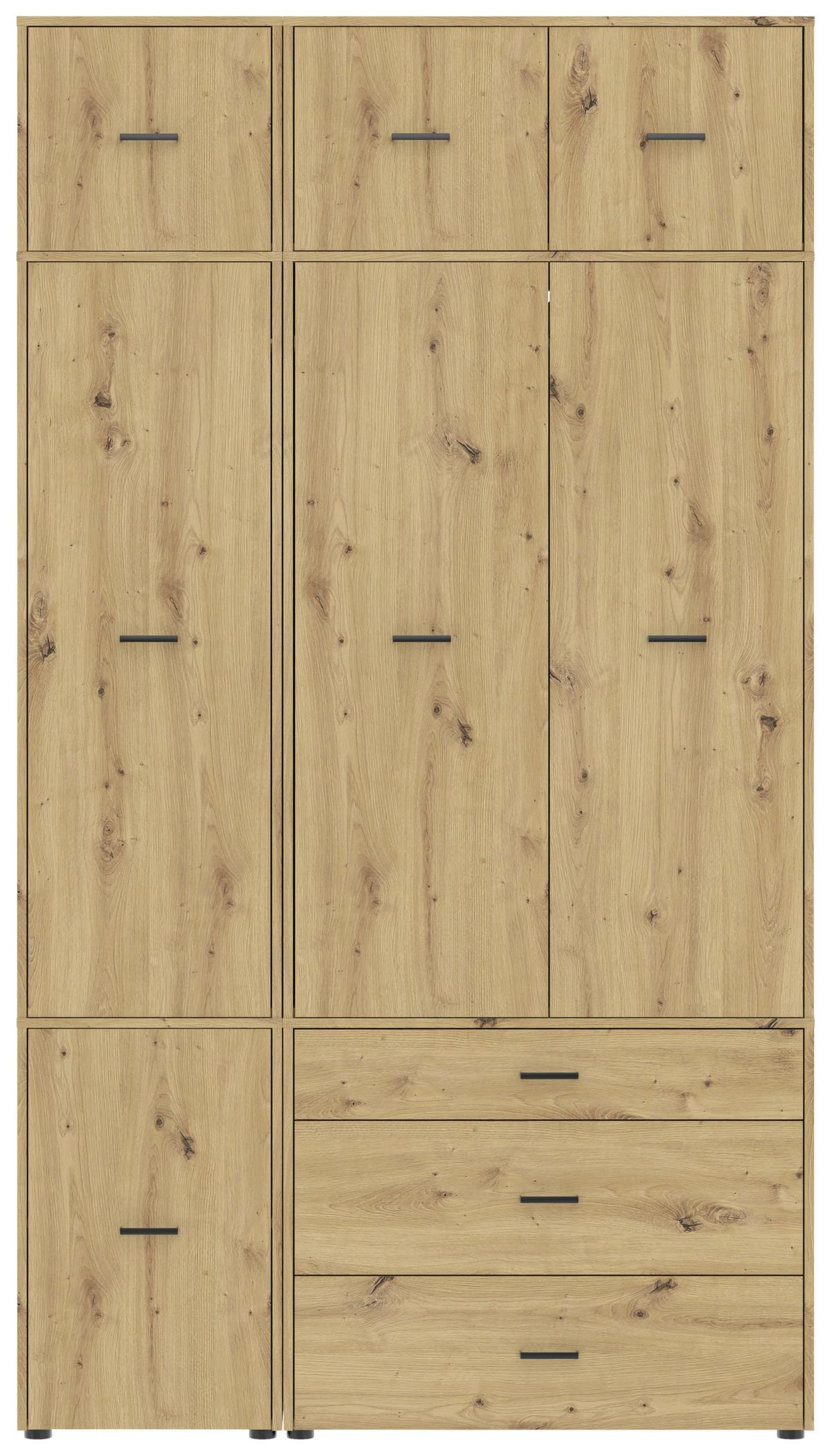Kleiderschrank Kivo Eiche Artisan Dekor, B: 135 Cm - Eiche Artisan, Basics, Holzwerkstoff (135/239,40/52,1cm)