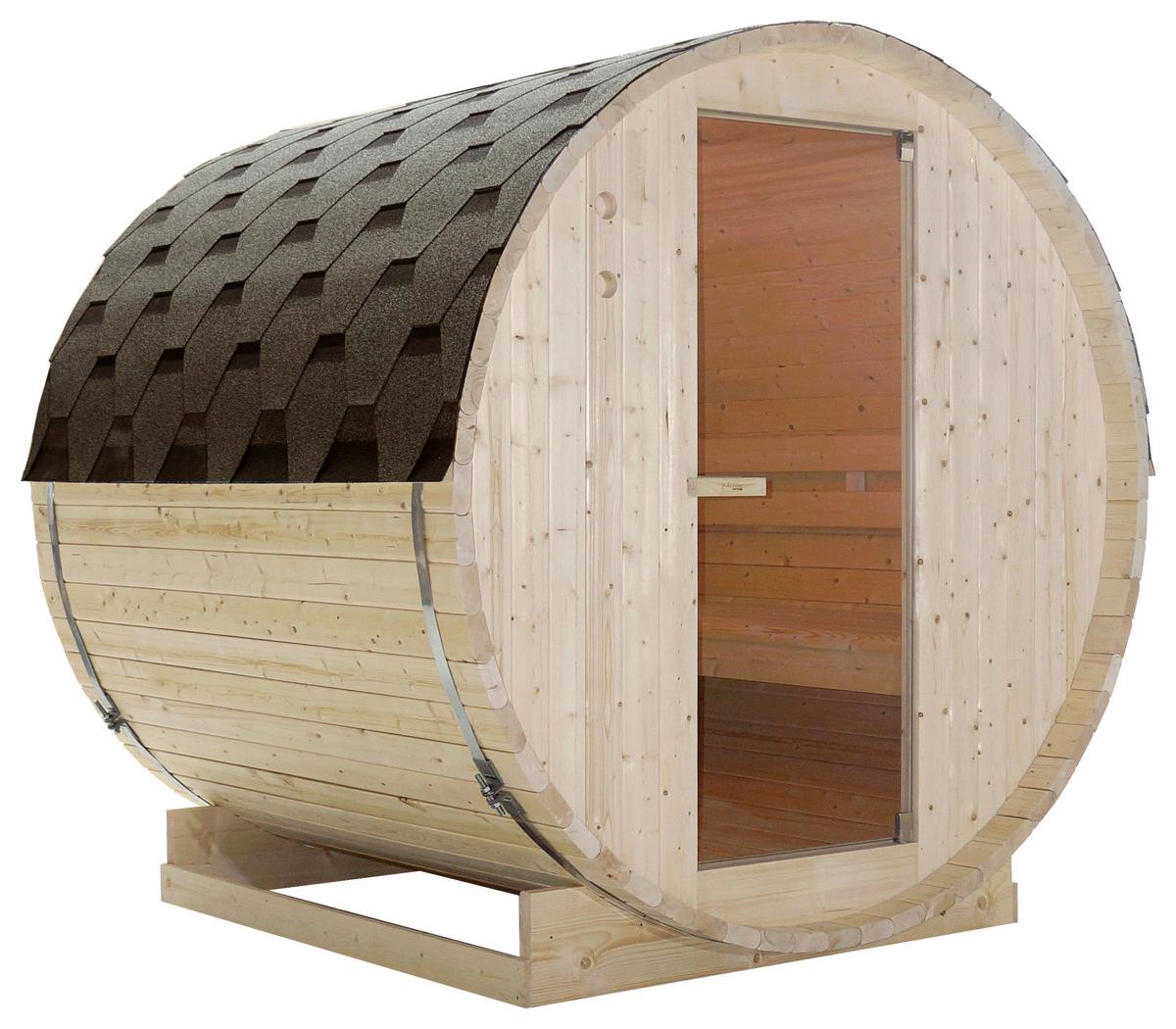 Saunafass Tromsö Fichtefarben B: 180 Cm - Fichtefarben, KONVENTIONELL, Glas/Holz (189/180/191,5cm) - Sanotechnik