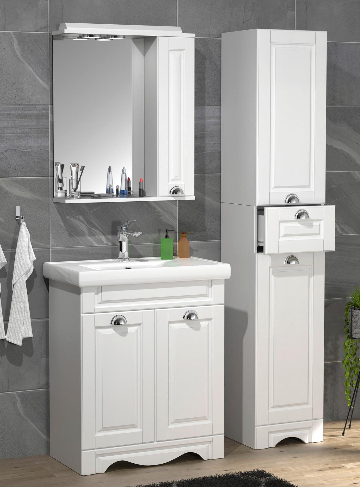Badezimmer Casalo L - Weiß, MODERN, Glas/Keramik (96cm) - MID.YOU