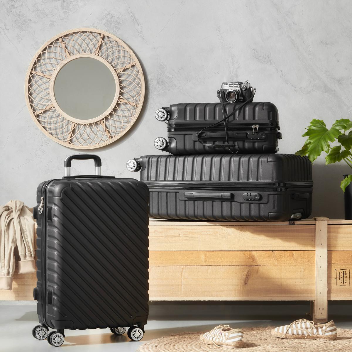 Sada cestovních kufrů NIZZA - černá, kov/textil - Modern Living