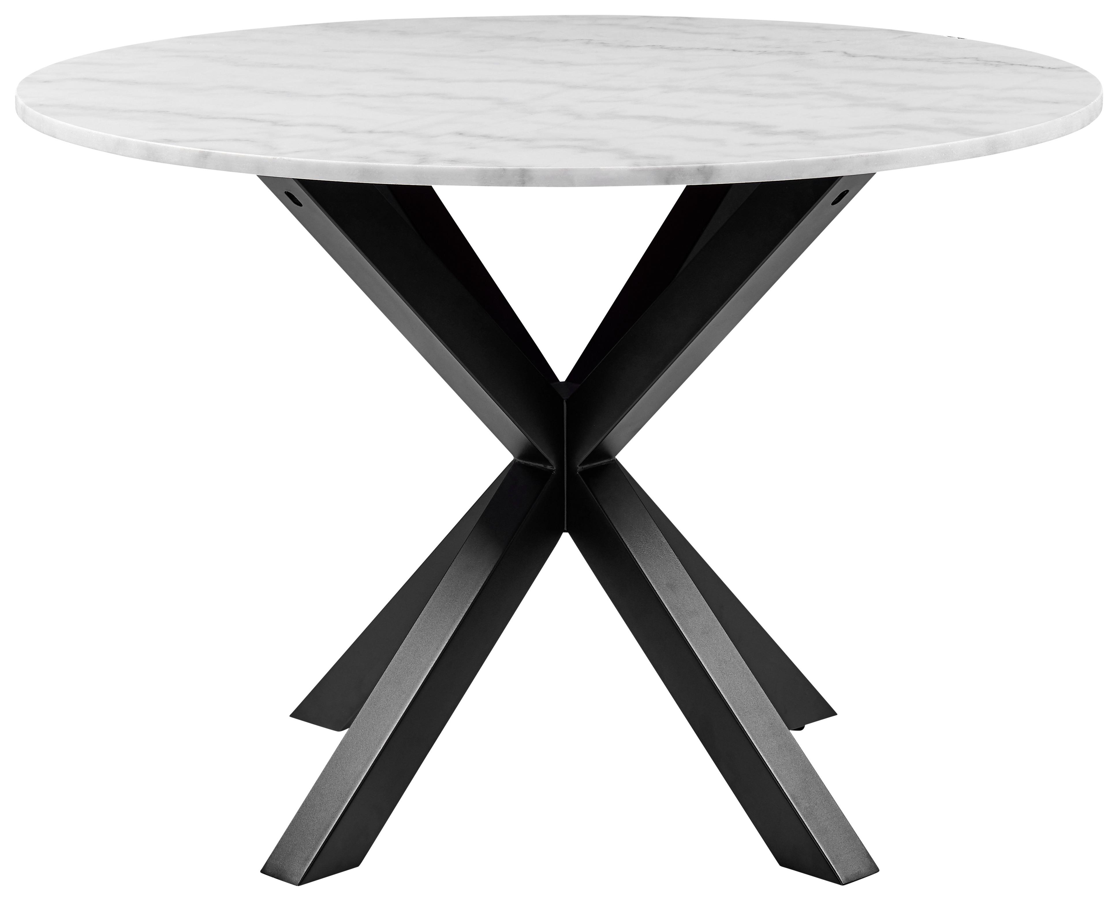 Esstisch Rund Heaven Ø 110 cm Marmor/Schwarz - Schwarz/Weiß, KONVENTIONELL, Stein/Metall (110/76cm) - MID.YOU
