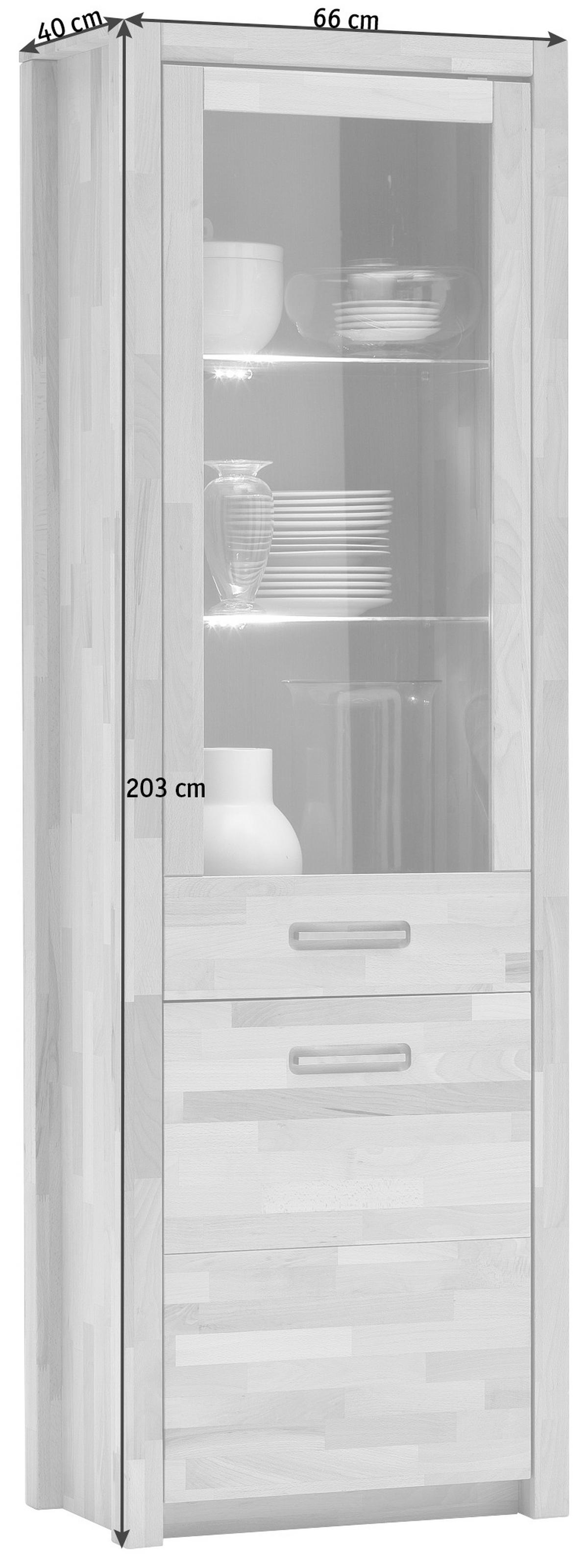 Vitrine Buchefarben, B: 66 Cm - Buchefarben, Design, Glas/Holz (66/203/40cm) - MID.YOU