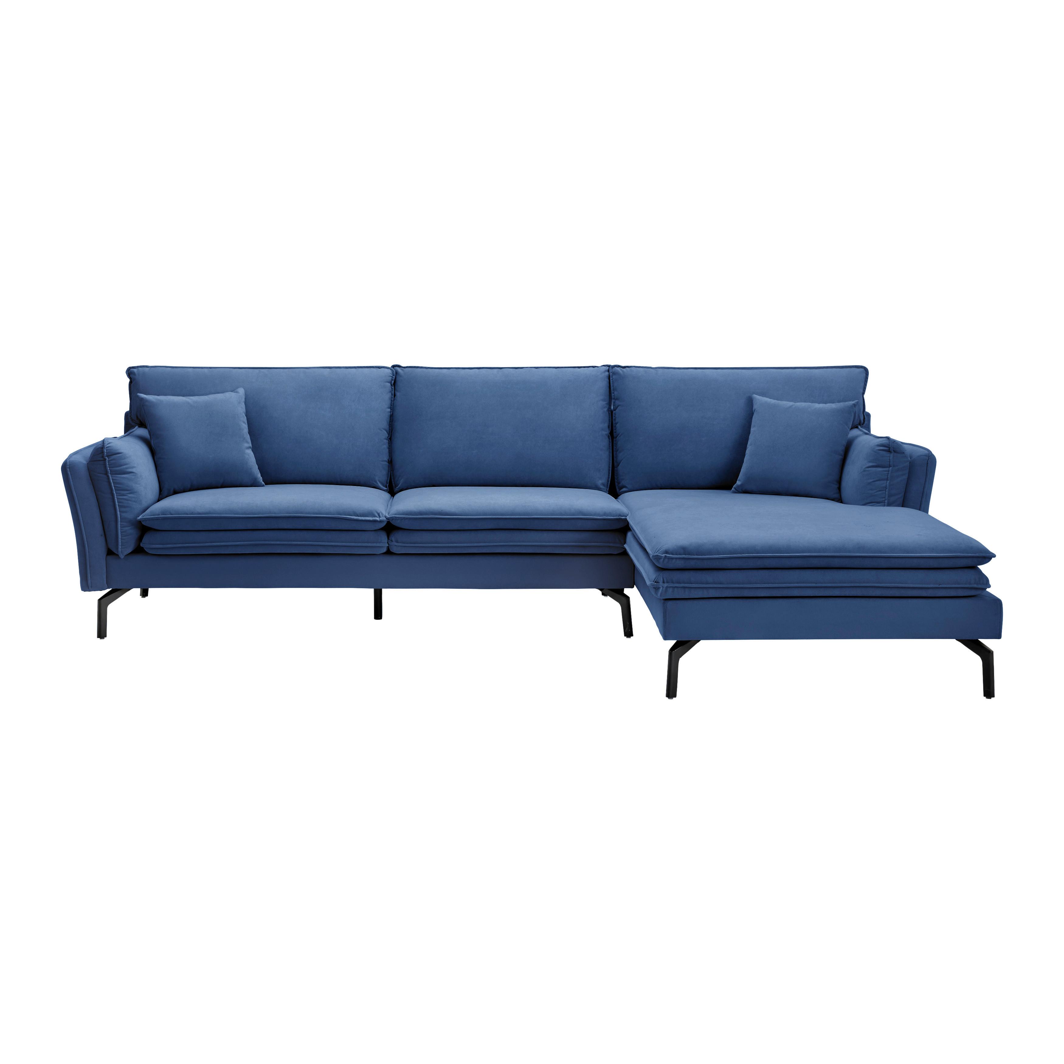 Sedací souprava LANI tmavě modrá - černá/tmavě modrá, Moderní, kov/dřevo (296/86/170cm) - Bessagi Home
