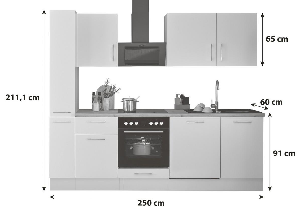 Küchenblock Turin Schwarz/Eiche Dekor B: 250 cm - Schwarz/Eiche Artisan, Basics, Holzwerkstoff (250cm) - P & B