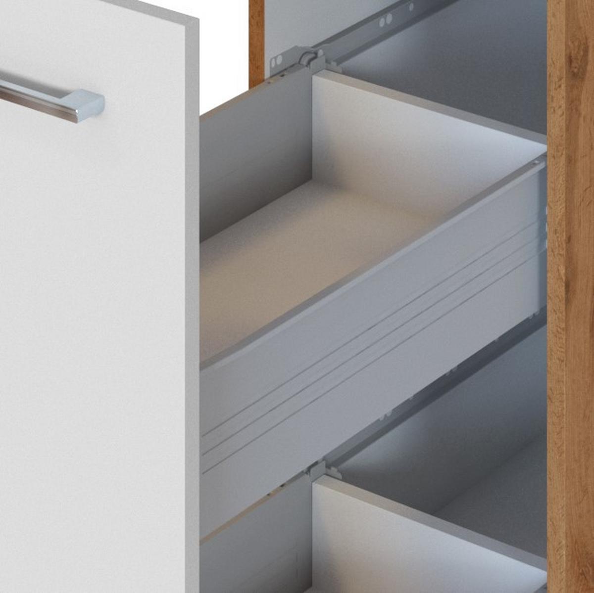 Apothekerschrank B: 30 cm Weiß 2 Auszüge - Eichefarben/Weiß, MODERN, Holzwerkstoff (30/200/60cm) - Held