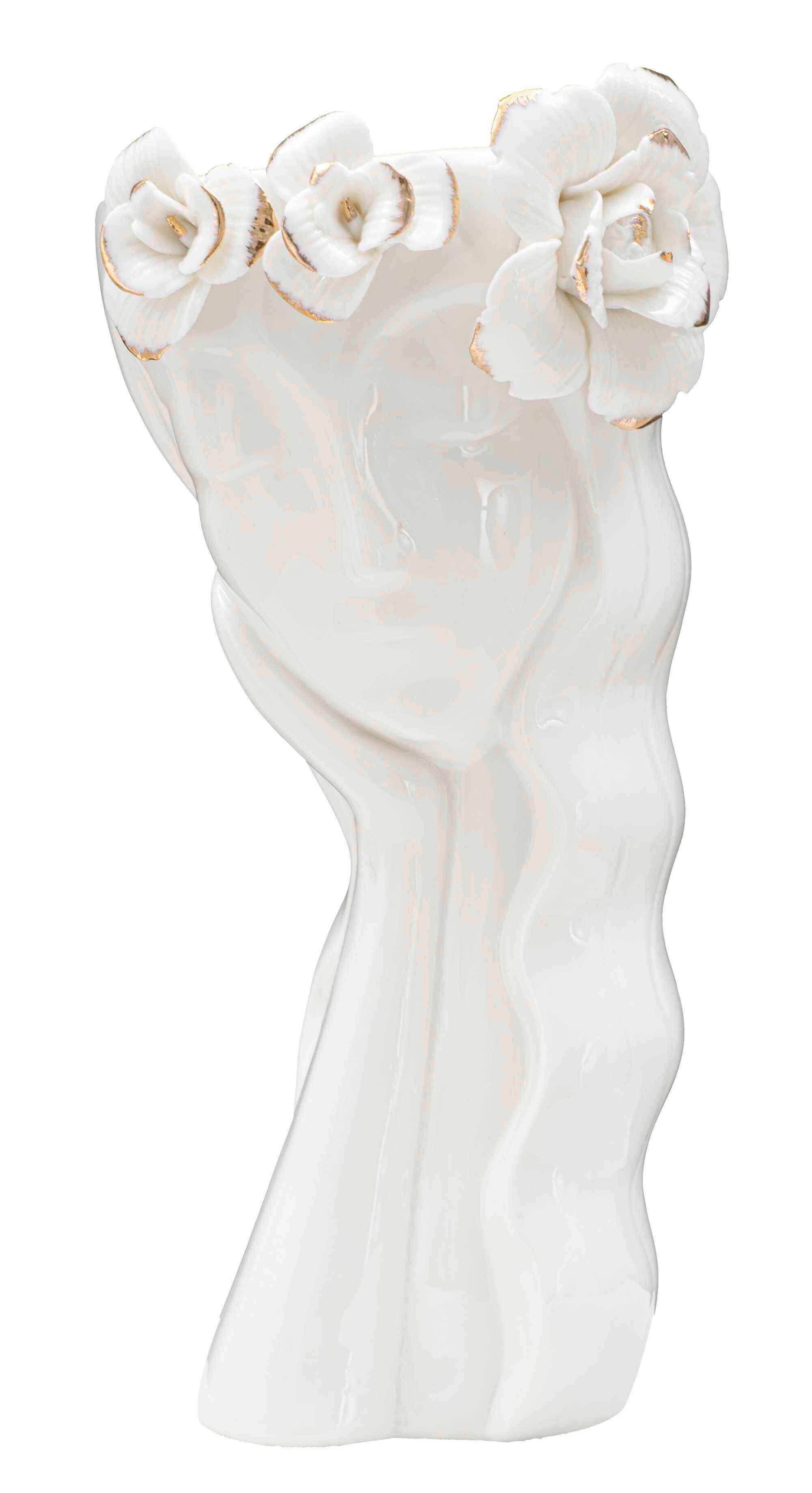 Vase Woman Cute Weiß, Goldfarben B: 14,8 cmb - Goldfarben/Weiß, Basics, Keramik (14.8/29/13  cm)