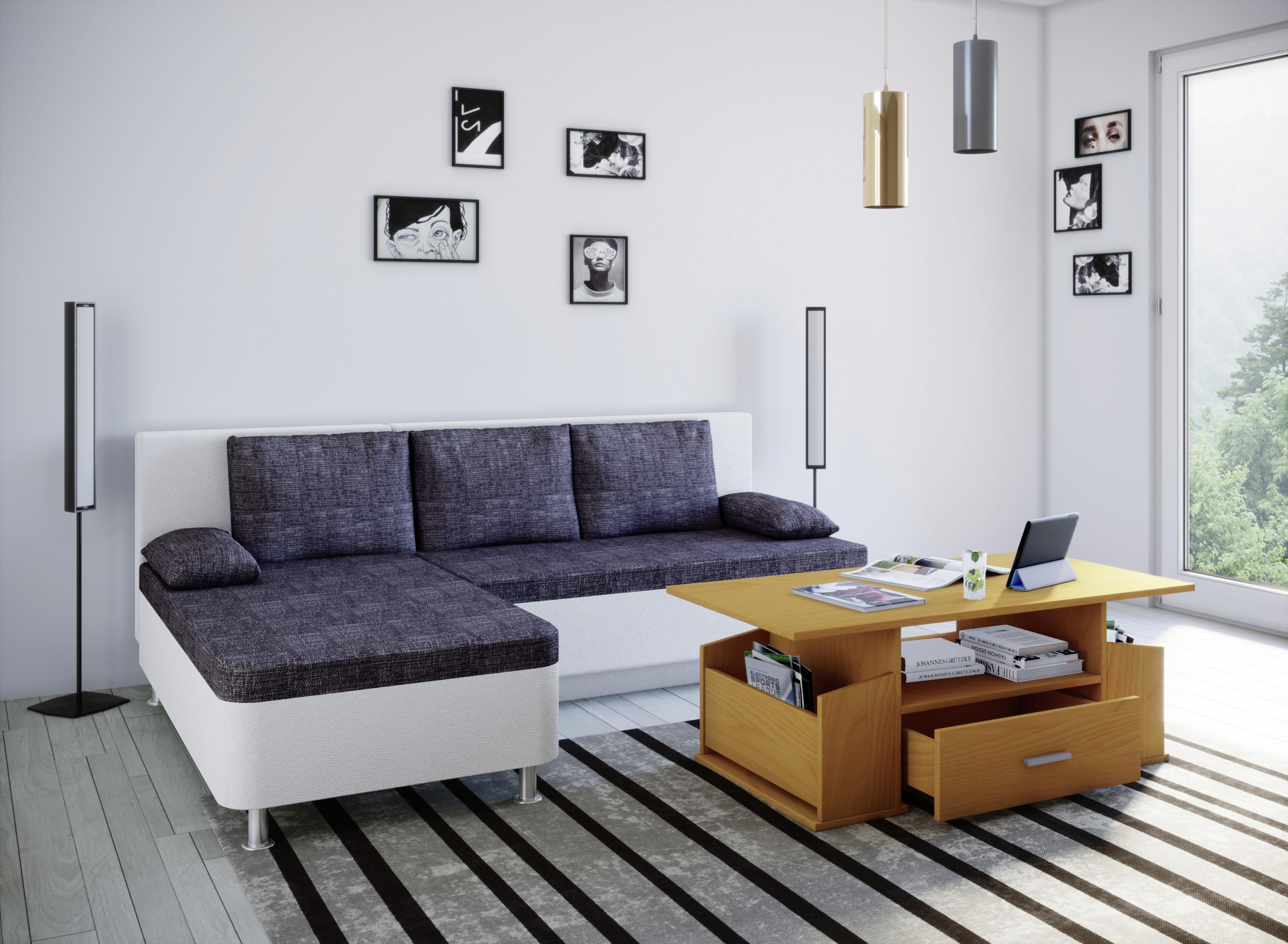 MID.YOU Couchtisch Mit Schublade + Fächer Junata Buche Dekor