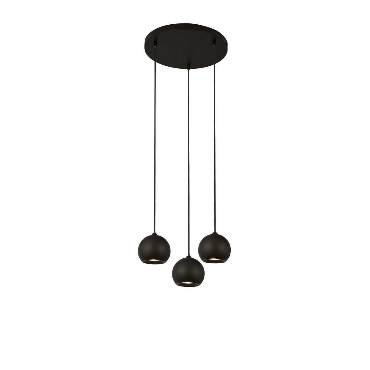 Hängeleuchte H: 200 cm 3-Flammig, höhenverstellbar - Schwarz, Design, Metall (39/200cm)