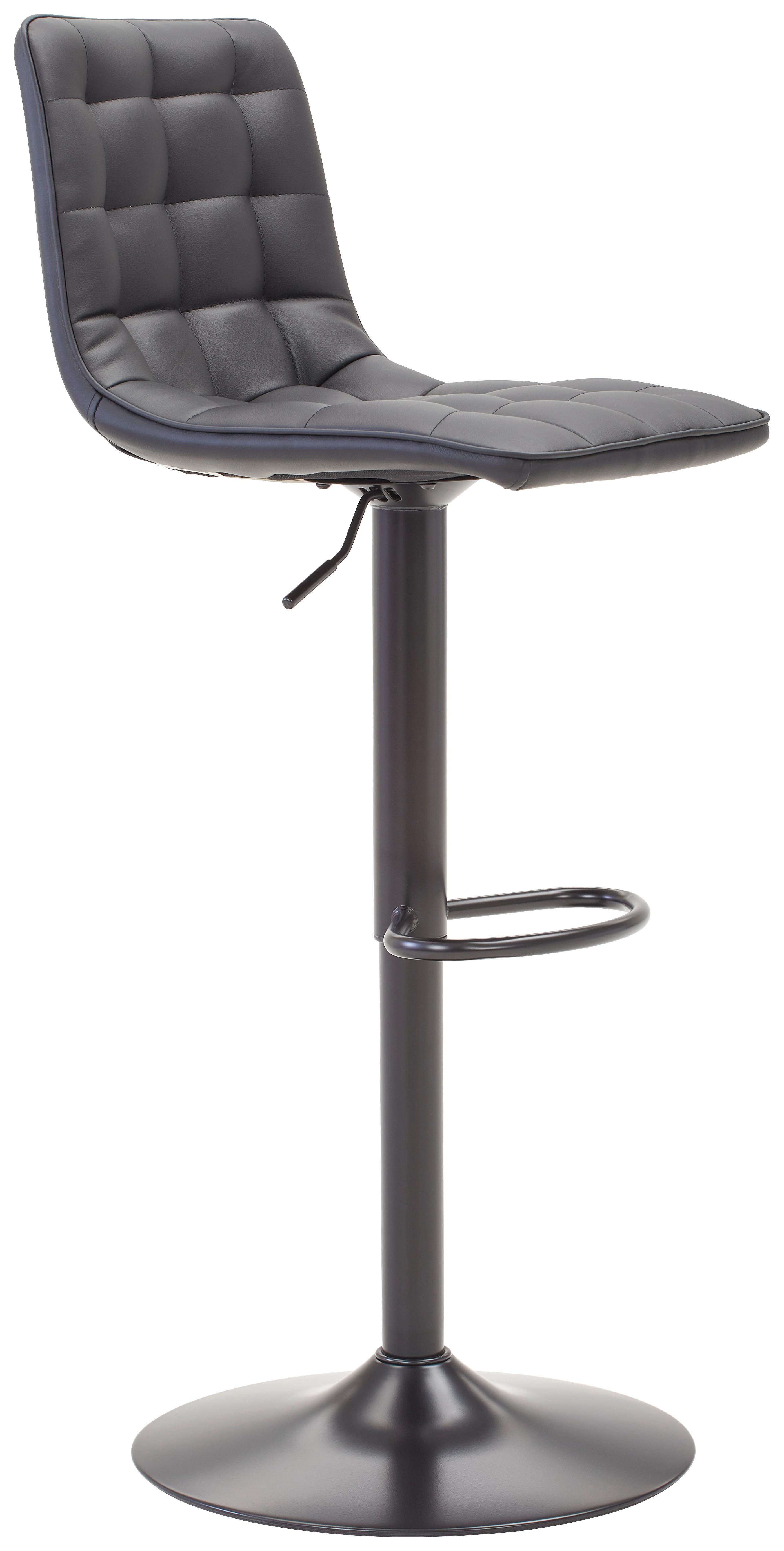 Barhocker Elias Schwarz höhenverstellbar, B: 42 cm - Schwarz, MODERN, Textil/Metall (42/109,5/52cm) - Livetastic