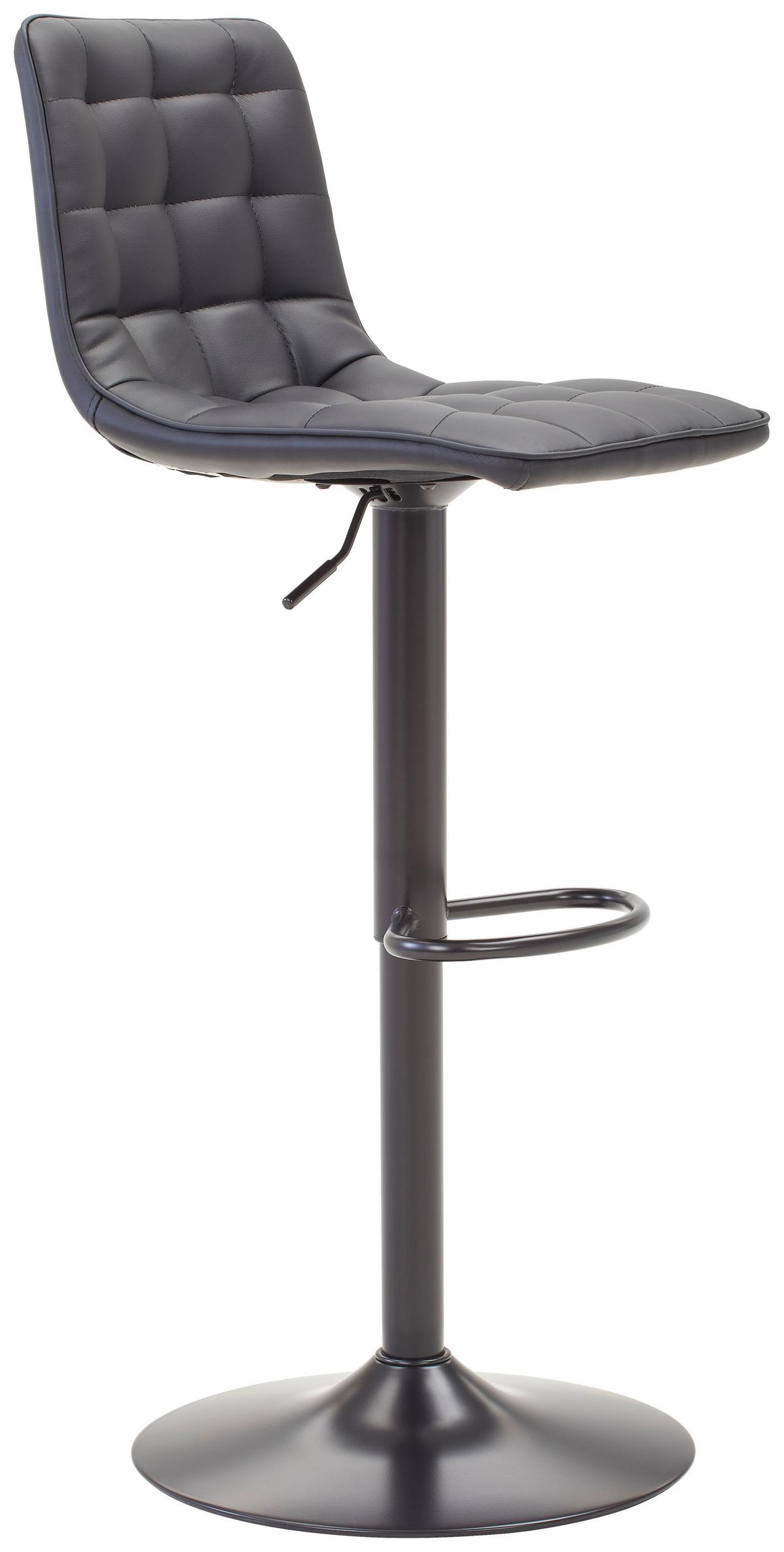Barhocker Elias Schwarz höhenverstellbar, B: 42 cm - Schwarz, MODERN, Textil/Metall (42/109,5/52cm) - Livetastic