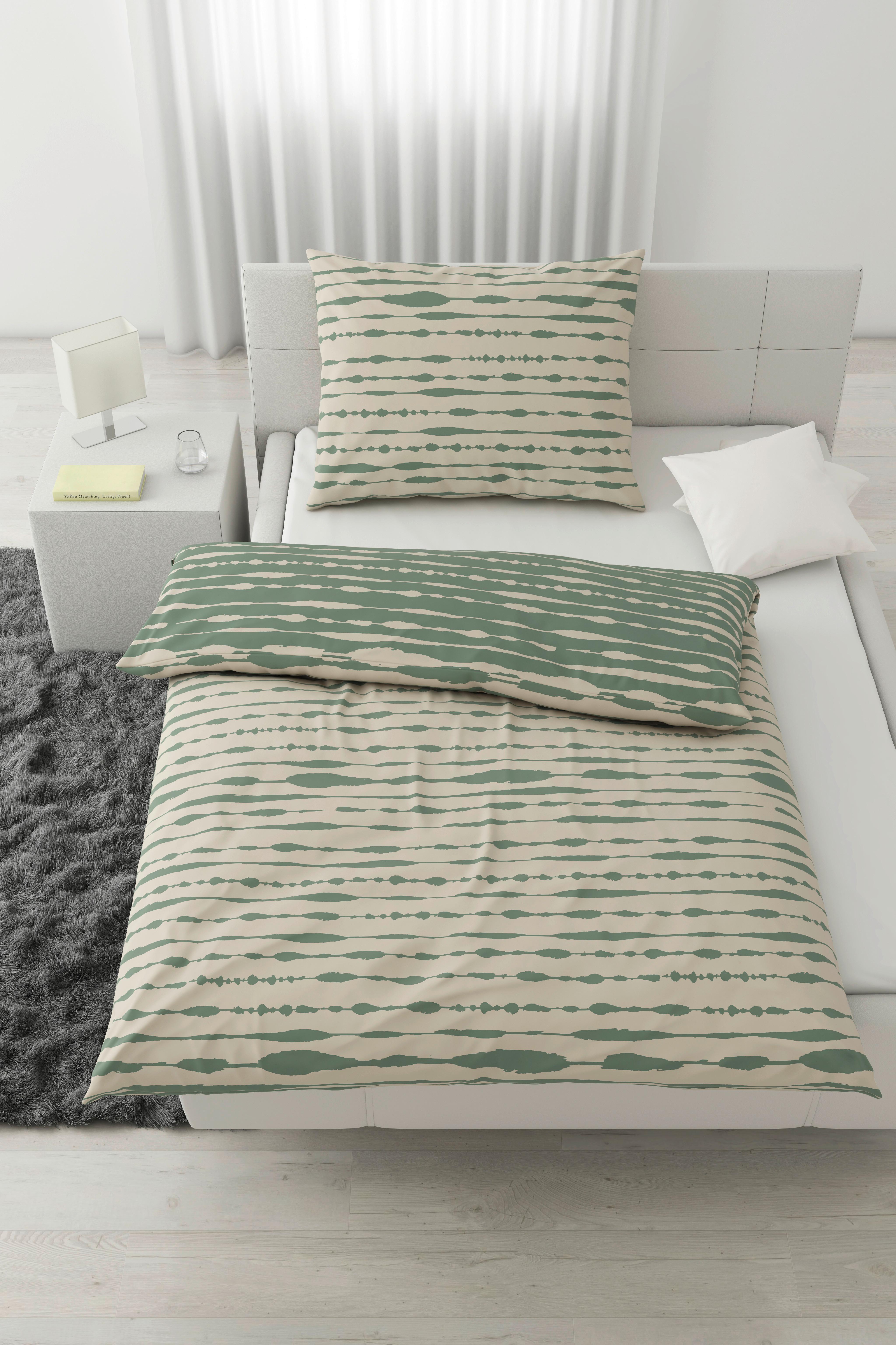 Oboustranné Povlečení Fine Line Wende, 140/200cm - bílá/zelená, Moderní, textil (140/200cm) - Modern Living