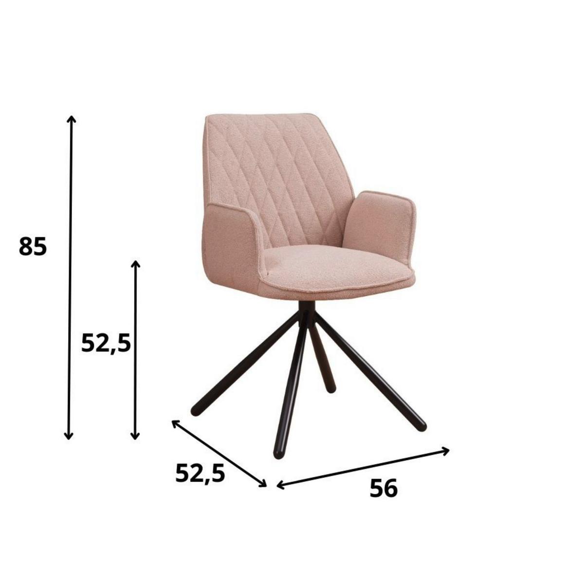 Armlehnstuhl-set Beige, Drehbar, B: 56 Cm - Cognac/Beige, MODERN, Textil/Metall (56/97/53cm) - MID.YOU