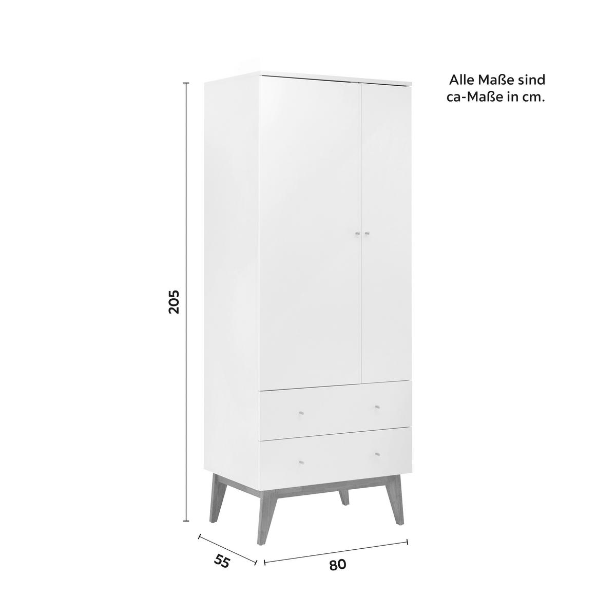 Šatníková skriňa MILO - biela/strieborná, Modern, kov/drevo (80/205/55cm) - Bessagi Home