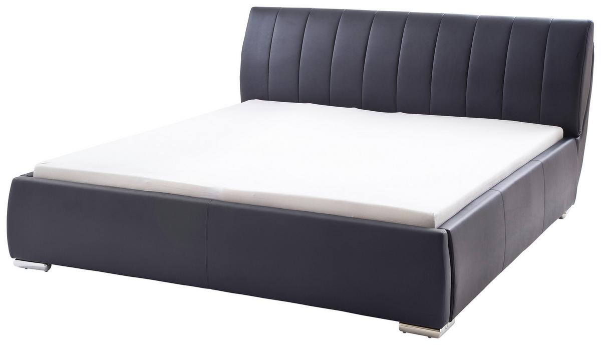 Polsterbett mit Bettkasten + Lattenrost 180x200 cm Bern - Chromfarben/Schwarz, Design, Holz/Textil (180/200cm) - Livetastic